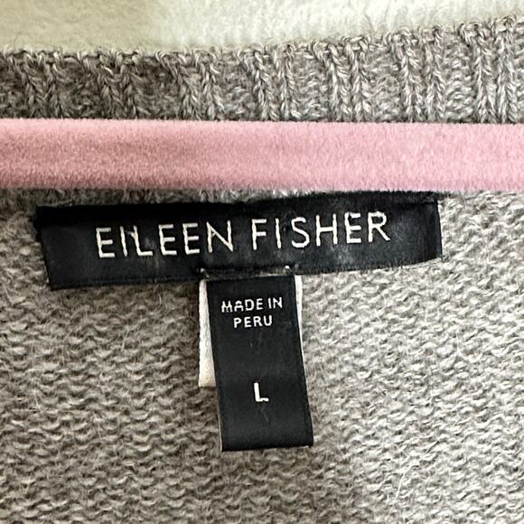 EILEEN FISHER Felted Baby Alpaca Wool Melange Cardigan Gray {J41} - Picture 4 of 5